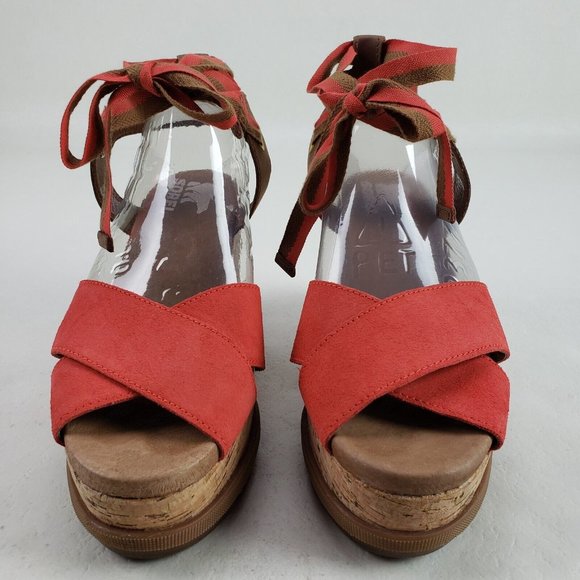 Sorel Orange and Brown Ankke Wrap Sandals 8 - Picture 4 of 13